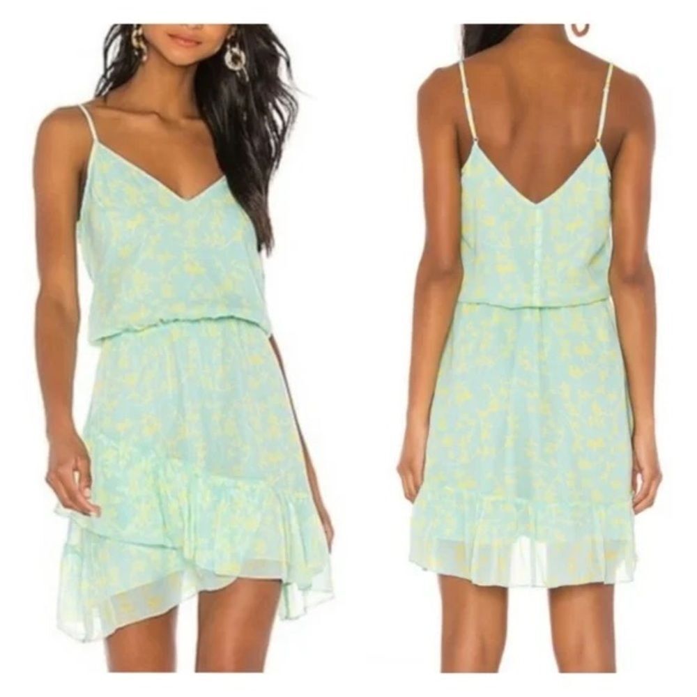 NWT Karina Grimaldi Love Print V Neck Ruffle Tank Mini Dress Size Small